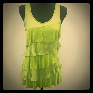 Lime Green Ruffled Tank Top